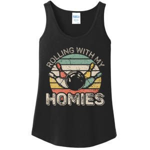 Rolling With My Homies Retro Bowling Bowler Team Funny Ladies Essential Tank