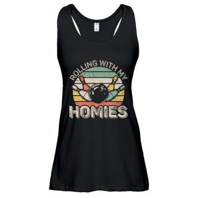 Rolling With My Homies Retro Bowling Bowler Team Funny Ladies Essential Flowy Tank