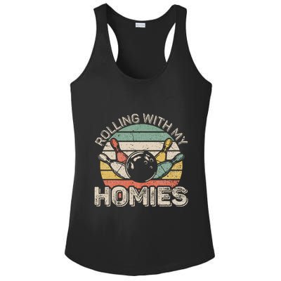 Rolling With My Homies Retro Bowling Bowler Team Funny Ladies PosiCharge Competitor Racerback Tank