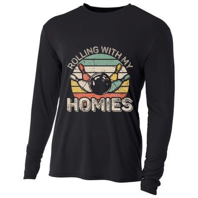 Rolling With My Homies Retro Bowling Bowler Team Funny Cooling Performance Long Sleeve Crew