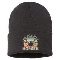Rolling With My Homies Retro Bowling Bowler Team Funny Sustainable Knit Beanie