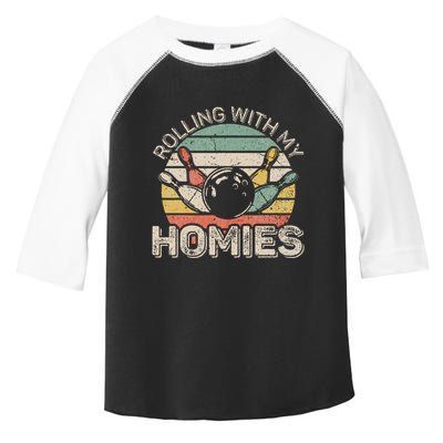 Rolling With My Homies Retro Bowling Bowler Team Funny Toddler Fine Jersey T-Shirt