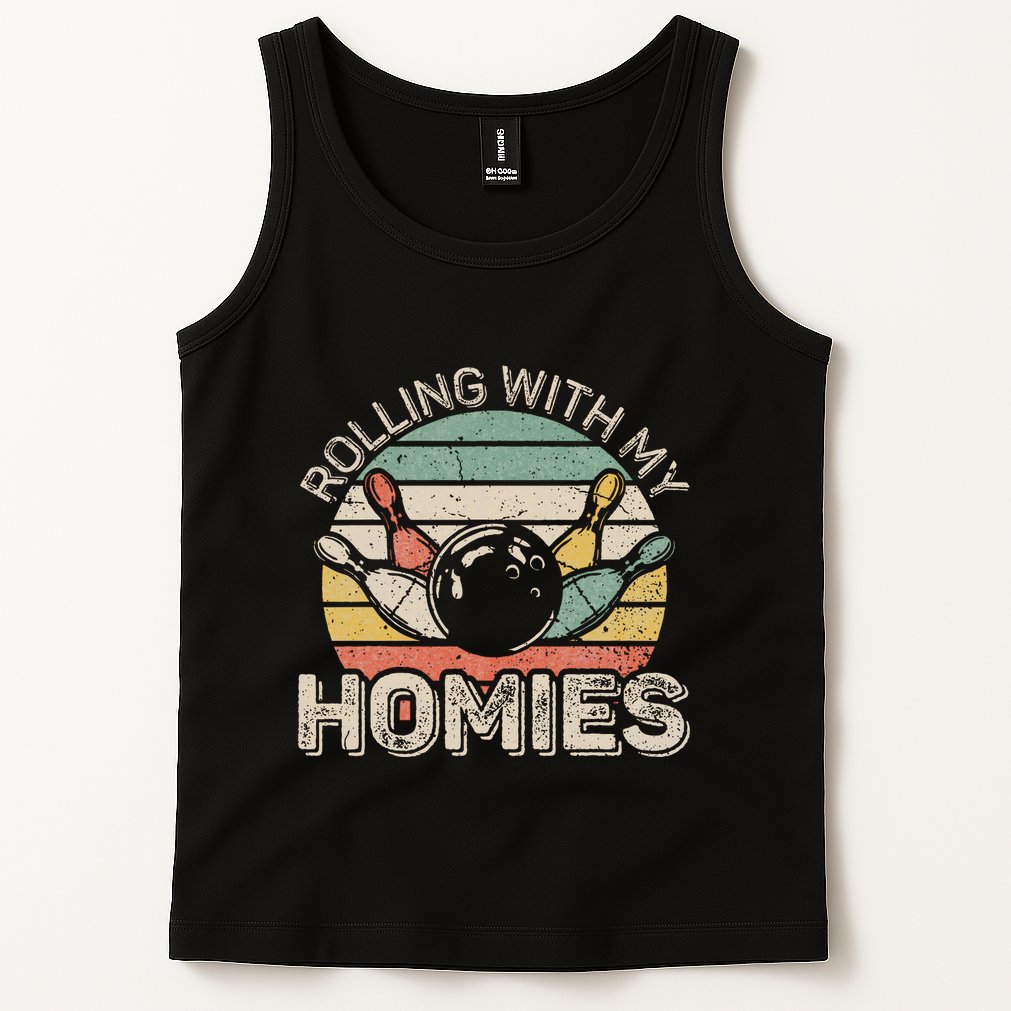Rolling With My Homies Retro Bowling Bowler Team Funny Tank Top