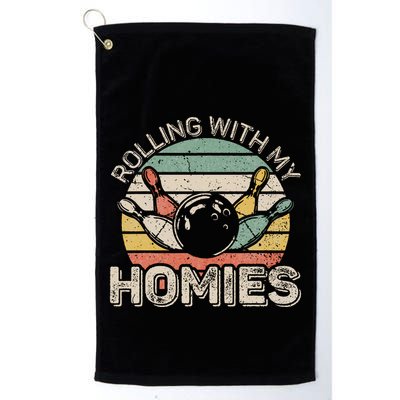 Rolling With My Homies Retro Bowling Bowler Team Funny Golf Towel
