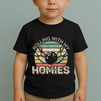 Rolling With My Homies Retro Bowling Bowler Team Funny Toddler T-Shirt