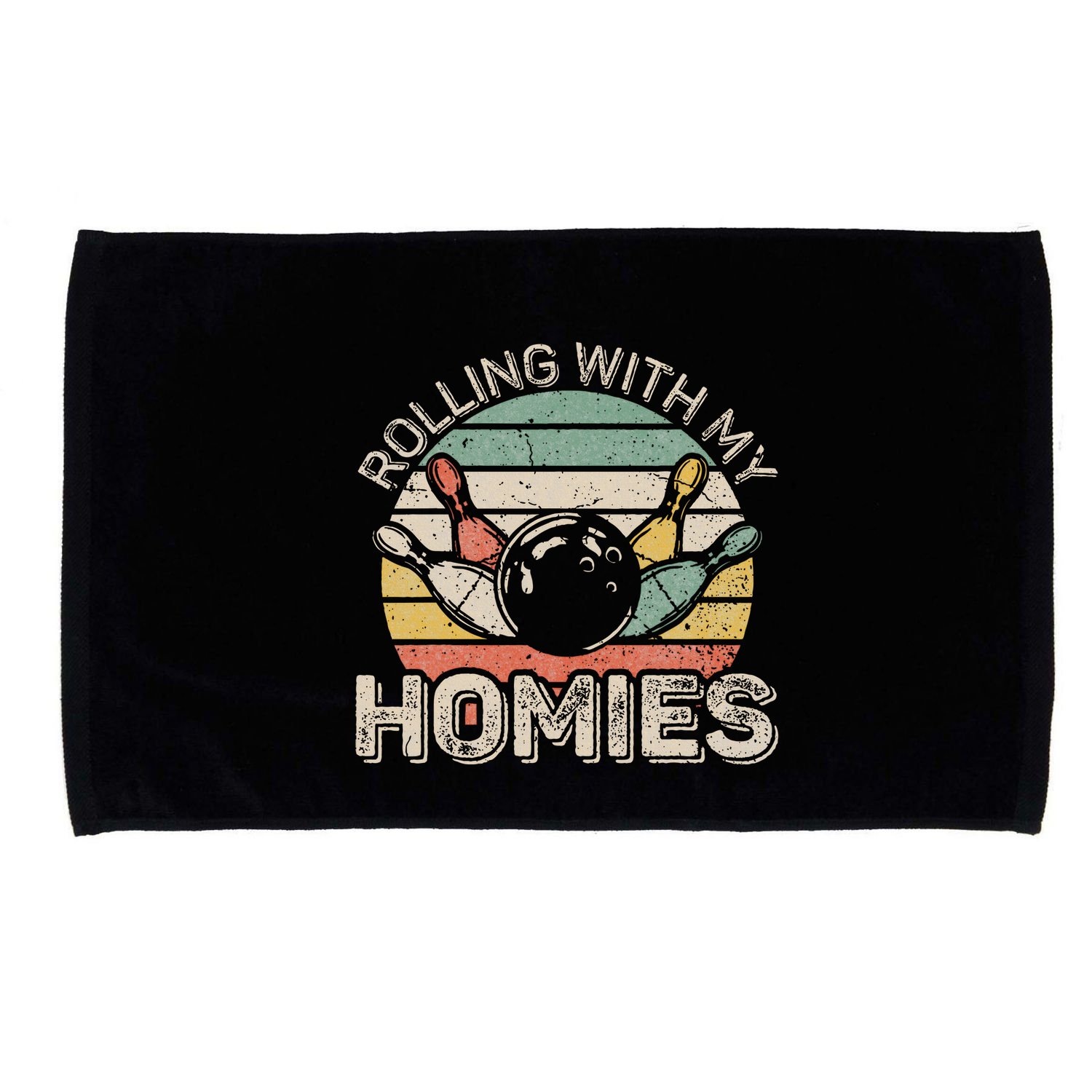 Rolling With My Homies Retro Bowling Bowler Team Funny Microfiber Hand Towel
