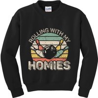 Rolling With My Homies Retro Bowling Bowler Team Funny Kids Sweatshirt