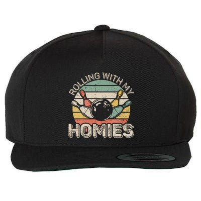 Rolling With My Homies Retro Bowling Bowler Team Funny Wool Snapback Cap