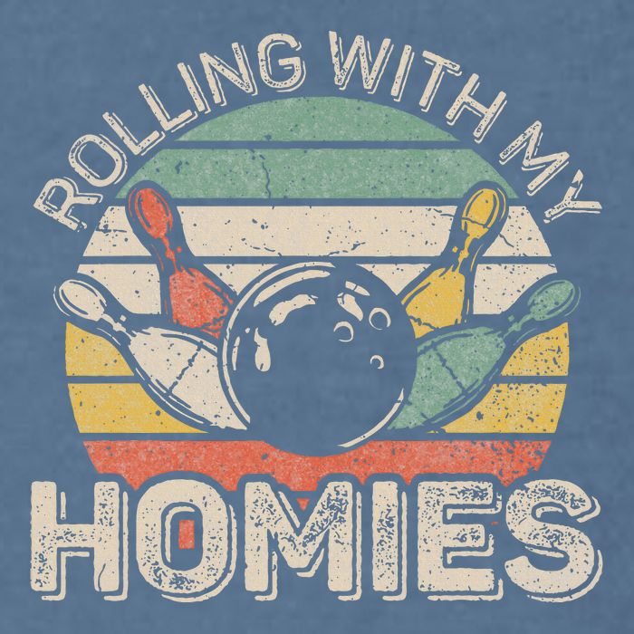 Rolling With My Homies Retro Bowling Bowler Team Funny Garment-Dyed Sweatshirt