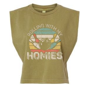 Rolling With My Homies Retro Bowling Bowler Team Funny Garment-Dyed Women's Muscle Tee