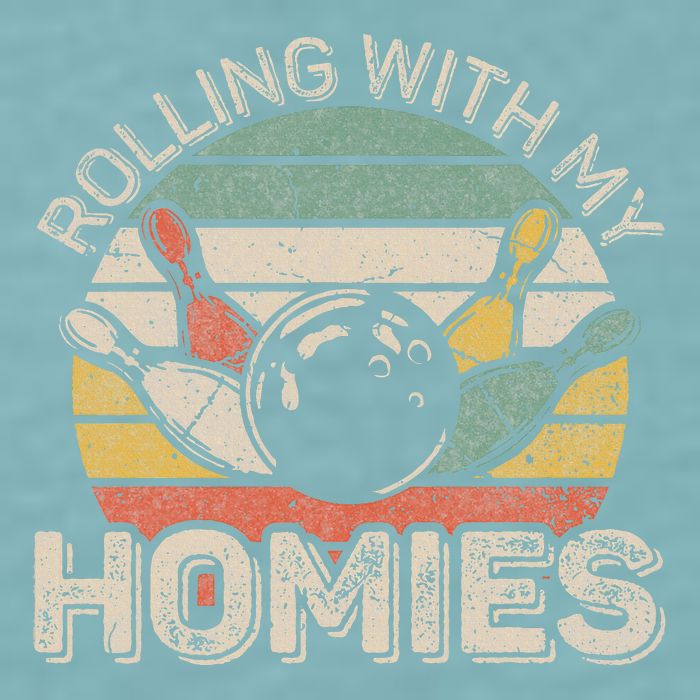 Rolling With My Homies Retro Bowling Bowler Team Funny Sueded Cloud Jersey T-Shirt