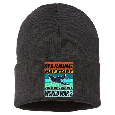 Retro Warning May Start Talking About Ww2 World War Ii Sustainable Knit Beanie