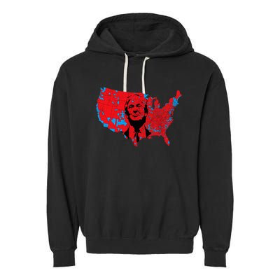 Red Wave Map Of Usa In The Trump 2024 Presidential Election Garment-Dyed Fleece Hoodie