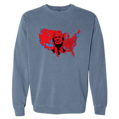 Red Wave Map Of Usa In The Trump 2024 Presidential Election Garment-Dyed Sweatshirt