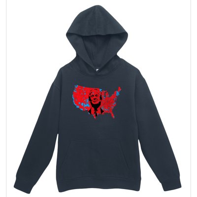 Red Wave Map Of Usa In The Trump 2024 Presidential Election Urban Pullover Hoodie