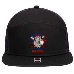 Red White Moo Blue Mighty Moo Cowpens Sc South Carolina Gift 7 Panel Mesh Trucker Snapback Hat