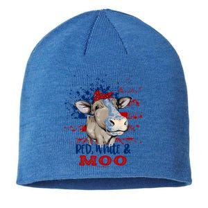 Red White Moo Blue Mighty Moo Cowpens Sc South Carolina Gift Sustainable Beanie