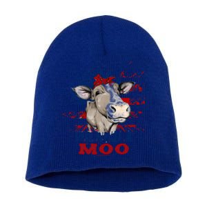 Red White Moo Blue Mighty Moo Cowpens Sc South Carolina Gift Short Acrylic Beanie