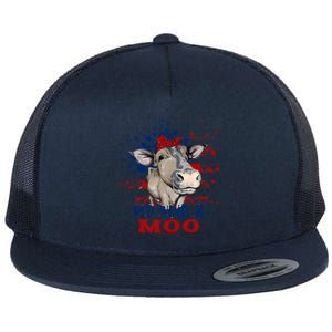 Red White Moo Blue Mighty Moo Cowpens Sc South Carolina Gift Flat Bill Trucker Hat