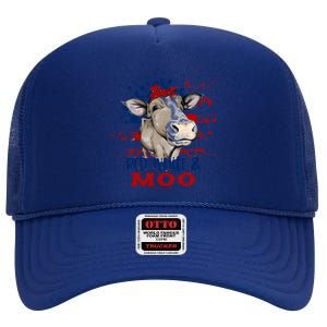 Red White Moo Blue Mighty Moo Cowpens Sc South Carolina Gift High Crown Mesh Back Trucker Hat