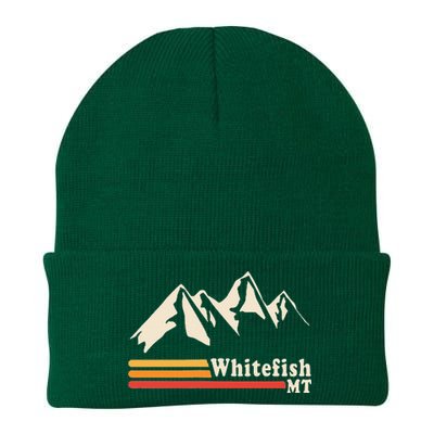 Retro Whitefish Montana Rocky Mountains Ski Knit Cap Winter Beanie