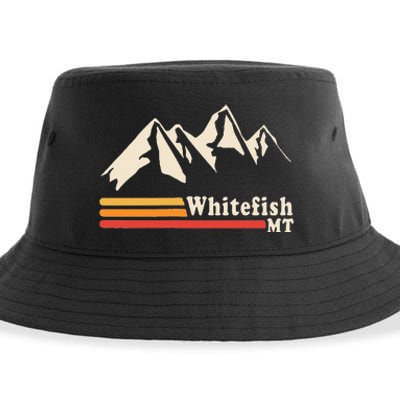 Retro Whitefish Montana Rocky Mountains Ski Sustainable Bucket Hat