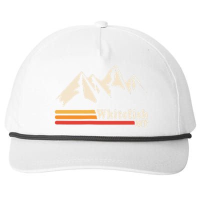 Retro Whitefish Montana Rocky Mountains Ski Snapback Five-Panel Rope Hat