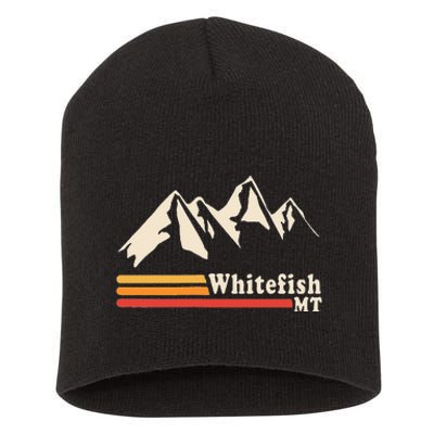 Retro Whitefish Montana Rocky Mountains Ski Short Acrylic Beanie