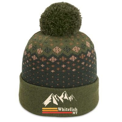 Retro Whitefish Montana Rocky Mountains Ski The Baniff Cuffed Pom Beanie