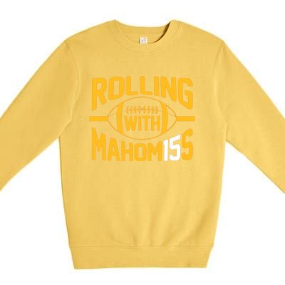 Rolling With Mahomes KC Football Funny Premium Crewneck Sweatshirt