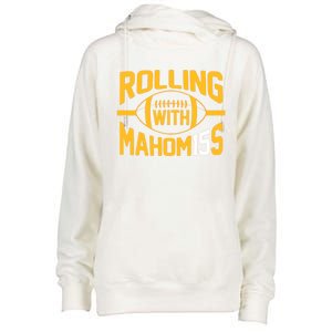 Rolling With Mahomes KC Football Funny Womens Funnel Neck Pullover Hood