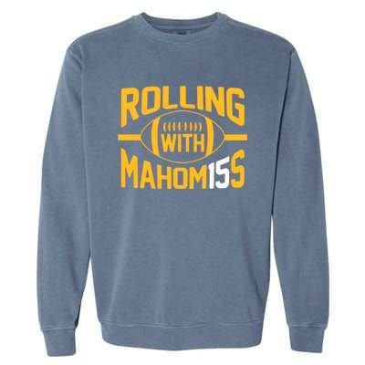 Rolling With Mahomes KC Football Funny Garment-Dyed Sweatshirt