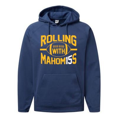 Rolling With Mahomes KC Football Funny Performance Fleece Hoodie