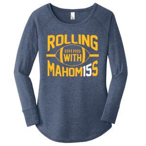 Rolling With Mahomes KC Football Funny Women's Perfect Tri Tunic Long Sleeve Shirt