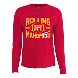 Rolling With Mahomes KC Football Funny Womens Cotton Relaxed Long Sleeve T-Shirt