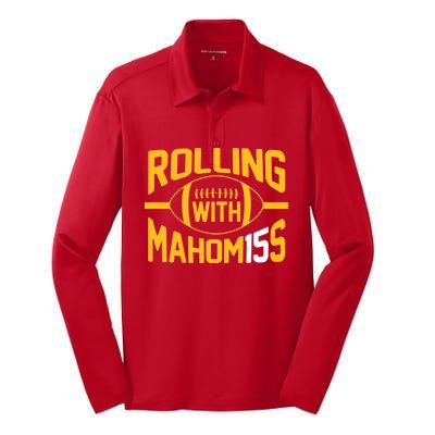 Rolling With Mahomes KC Football Funny Silk Touch Performance Long Sleeve Polo