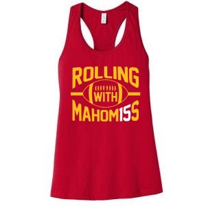 Rolling With Mahomes KC Football Funny Women's Racerback Tank