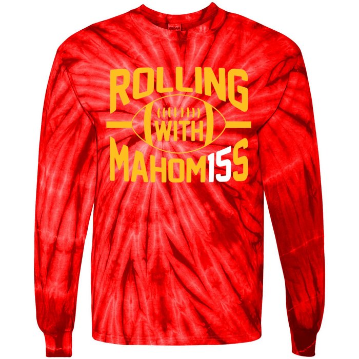 Rolling With Mahomes KC Football Funny Tie-Dye Long Sleeve Shirt