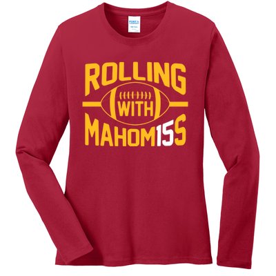 Rolling With Mahomes KC Football Funny Ladies Long Sleeve Shirt