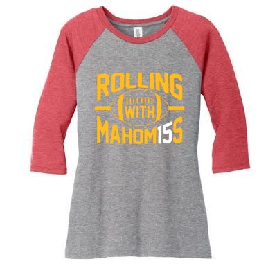 Rolling With Mahomes KC Football Funny Women's Tri-Blend 3/4-Sleeve Raglan Shirt