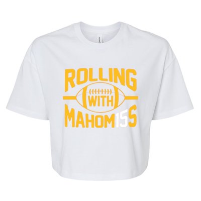 Rolling With Mahomes KC Football Funny Bella+Canvas Jersey Crop Tee