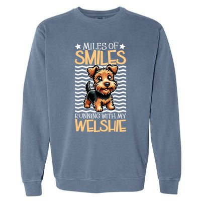 Running With My Welsh Terrier Gift Garment-Dyed Sweatshirt