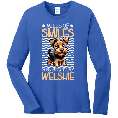 Running With My Welsh Terrier Gift Ladies Long Sleeve Shirt