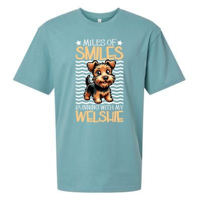 Running With My Welsh Terrier Gift Sueded Cloud Jersey T-Shirt