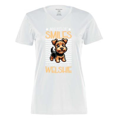 Running With My Welsh Terrier Gift Women's Momentum V-Neck T-Shirt