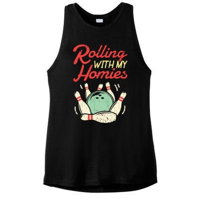 Rolling With My Homies Bowling Bowlers Funny Gift Ladies PosiCharge Tri-Blend Wicking Tank