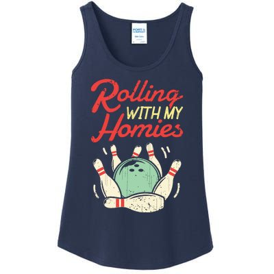 Rolling With My Homies Bowling Bowlers Funny Gift Ladies Essential Tank