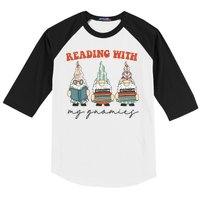 Reading With My Gnomies Funny Book Nerd Gnome Love Reading Baseball Sleeve Shirt