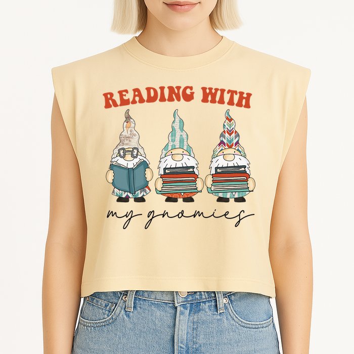 Reading With My Gnomies Funny Book Nerd Gnome Love Reading Garment-Dyed Women's Muscle Tee