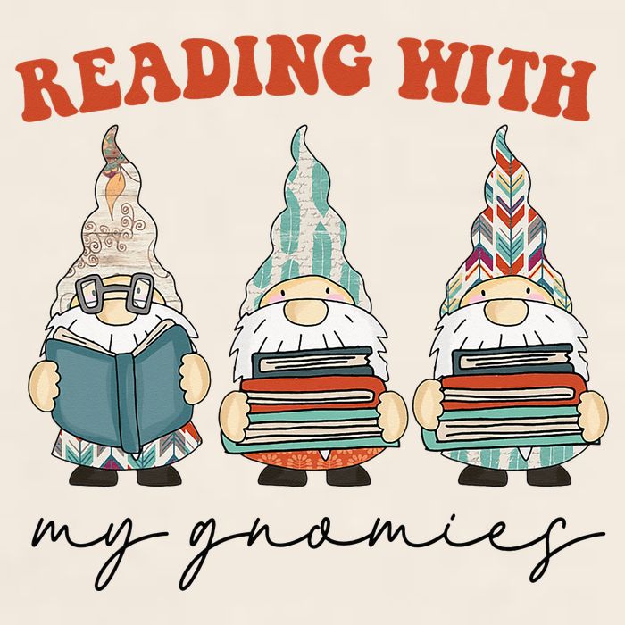 Reading With My Gnomies Funny Book Nerd Gnome Love Reading Garment-Dyed Women's Muscle Tee